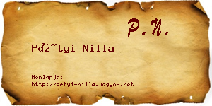 Pétyi Nilla névjegykártya
